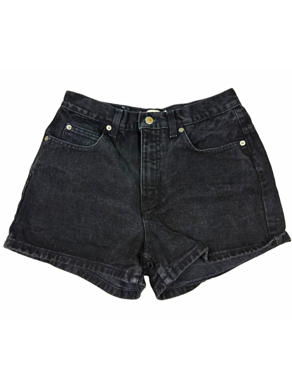 London Jean Black Denim Shorts Women's Size 6 High Waisted Cuffed Vintage